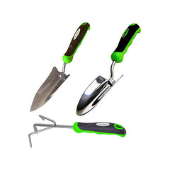 3-Piece Stainless Steel Gardening Tool Set – Trowel, Cultivator