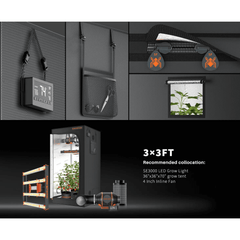 Spider Farmer 3' x 3' x 6' 1" (90 x 90 x 180 cm) Indoor Grow Tent