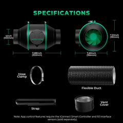 Mars Hydro iFresh 4" Smart Inline Duct Fan and Carbon Filter Combo