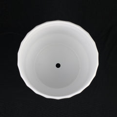 3-Piece White Stoneware Planter Set with Fluted Design