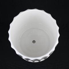 3-Piece White Ceramic Planter Pot Set with Fluted Design & Saucers