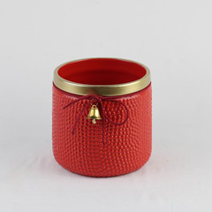 Red or Green Bell Christmas Ceramic Planter – Single Piece – Festive Textured Design