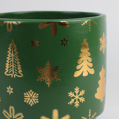 Christmas Ceramic Planter – Single Piece (Red or Green) – Festive Holiday Tree Design