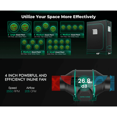 Mars Hydro TSL 2000 LED Grow Light + 2' x 4' Grow Tent + Inline Fan Combo with Speed Controller