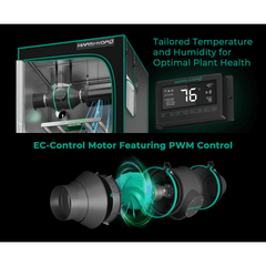Mars Hydro 4" Inline Duct Fan and Carbon Filter Combo with Temperature and Humidity Controller