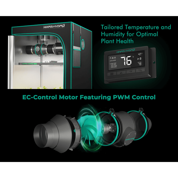 Mars Hydro 6" Inline Duct Fan with Temperature and Humidity Controller