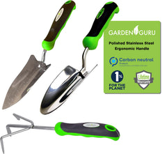 3-Piece Stainless Steel Gardening Tool Set – Trowel, Cultivator