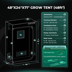 Mars Hydro 2' x 4' x 6' 1" (60cm x 120cm x 180cm) Indoor Grow Tent