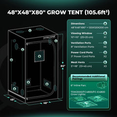 Mars Hydro 4' x 4' x 6' 8" (120cm x 120cm x 200cm) Indoor Grow Tent