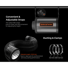 Spider Farmer Ventilation Kit 4" Inline Duct Fan with Temperature Humidity Controller