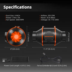 Spider Farmer G3000 LED Grow Light + 3' x 3' Grow Tent + 4" Inline Fan Combo with Temperature and Humidity Controller + 6" Clip Fan