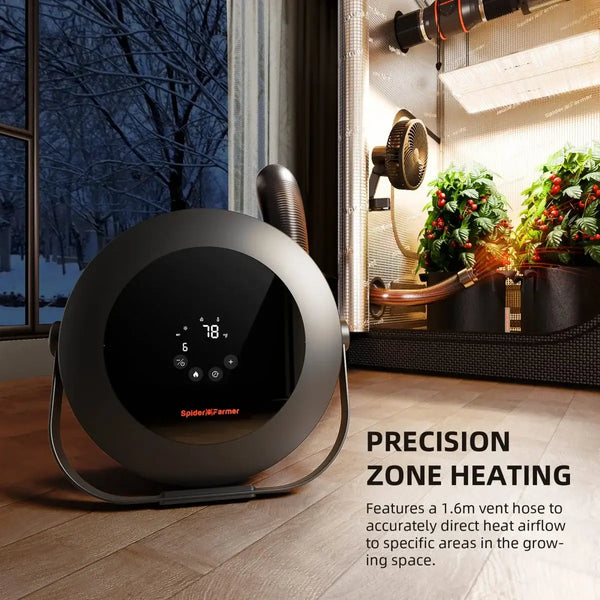 Spider Farmer Grow Tent Heater with Smart Temperature Control, Auto Settings, and 24H Timer