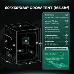 Mars Hydro 5' x 5' x 6' 8" (150cm x 150cm x 200cm) Indoor Grow Tent