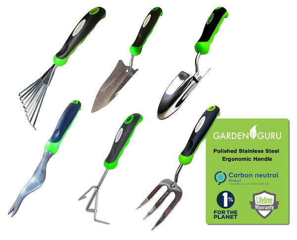 6-Pc Stainless Steel Gardening Tool Set – Trowel & More