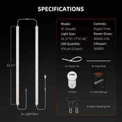Spider Farmer Glow80 80W Full Spectrum LED Grow Light