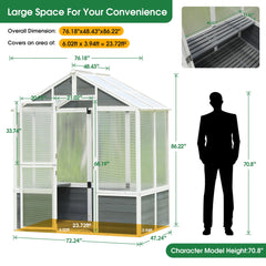 76"x48"x86" Polycarbonate Walk-In Greenhouse – Outdoor