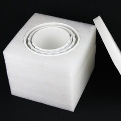3-Piece White Stoneware Planter Set with Fluted Design