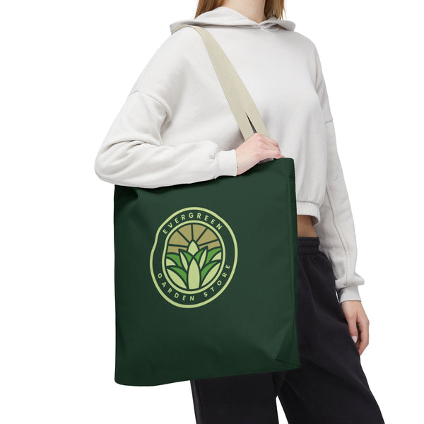 Evergreen Garden Store Tote Bag – Green Plant Logo Canvas Tote
