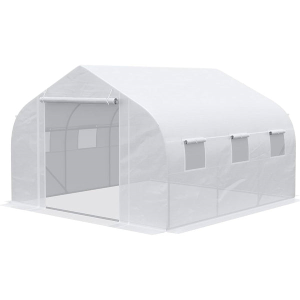 Greenhouse with White PE Cover – Heavy Duty Steel Frame