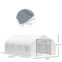 19.5 Ft x 9.8 Ft Outdoor Greenhouse w/ White PE Cover and Heavy Duty Steel Frame