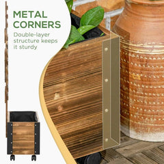 Rustic Wooden Raised Garden Bed – Trellis & Wheels