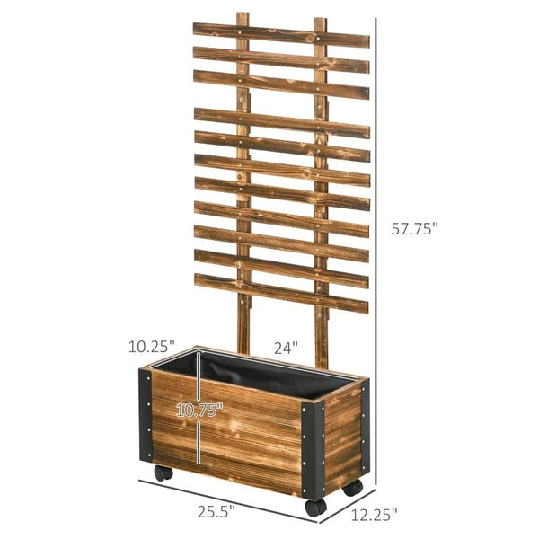 Rustic Wooden Raised Garden Bed – Trellis & Wheels
