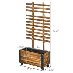 Rustic Wooden Raised Garden Bed – Trellis & Wheels