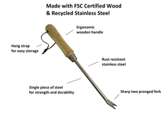 Stainless Steel Garden Dandelion Weeder (classic wood handle)