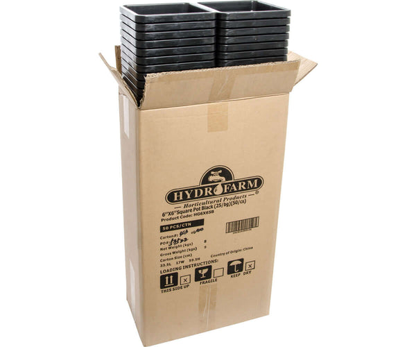 Active Aqua 5" x 5" Square Black Pot, 7" Tall, case of 100