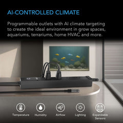 AC Infinity OUTLET AI Environment Controller, Smart WiFi Outlets, Dual-Zone Temperature Humidity, AI Targeting, Dynamic ON/OFF Programming, Expandable Sensors, Individual Control 4-Plugs, 1800W