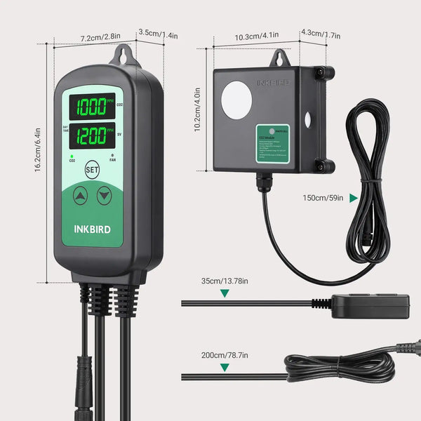 INKBIRD ICC-510 CO2 Controller Day and Night Smart Carbon Dioxide Controller with High and Low CO2 Alarm for Grow Room,Grow Tent