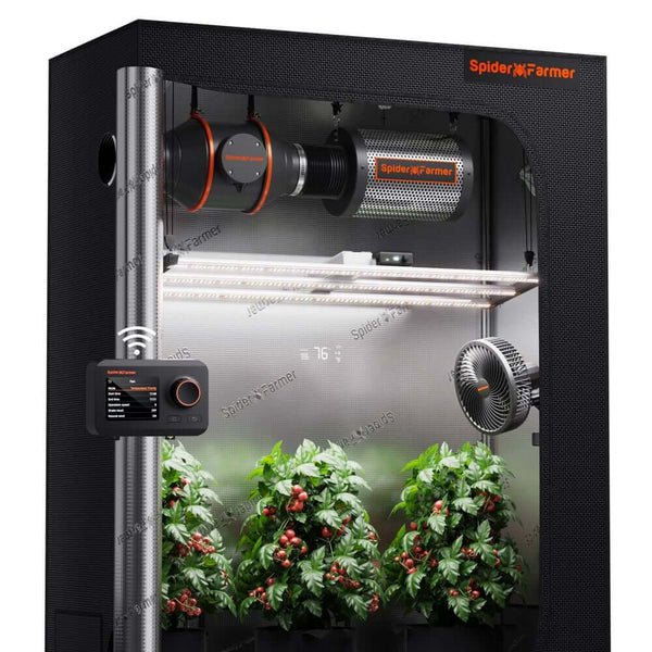 Spider Farmer SE4500 LED Grow Light + 2' 4" x 4' 8" Grow Tent + 4' Inline Fan Combo with GGS Controller Kits + 6" Clip Fan