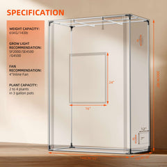 Spider Farmer 4' 8" x 2' 4" x 6' 6" (140 x 70 x 200 cm) Pro White Indoor Grow Tent