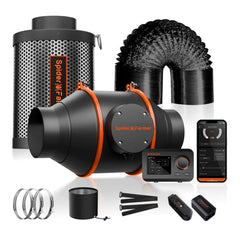 Spider Farmer Ventilation Kit 4" Inline Duct Fan with Temperature Humidity Controller