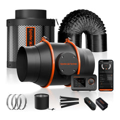 Spider Farmer SE5000 LED Grow Light + 4' x 4' Grow Tent + 6" Inline Fan Combo with GGS Controller Kits + 6" Clip Fan