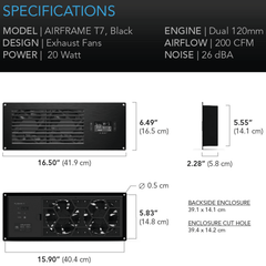 AC Infinity AIRFRAME T7 Black, Equipment Closet and Room Fan System 17", Exhaust