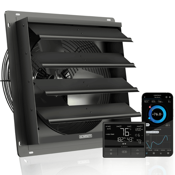 AC Infinity AIRLIFT T14, Shutter Exhaust Ventilation Fan 14", Temperature Humidity Controller