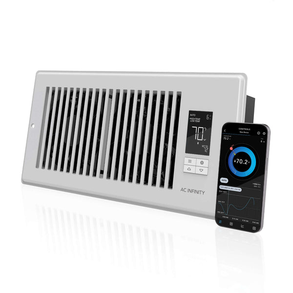 AC Infinity AIRTAP T4, Quiet Register Booster Fan System, White, for 4" x 10" Registers