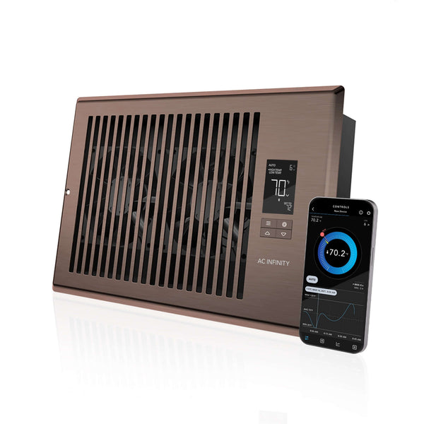 AC Infinity AIRTAP T6, Quiet Register Booster Fan System, Bronze, for 6" x 10" Registers