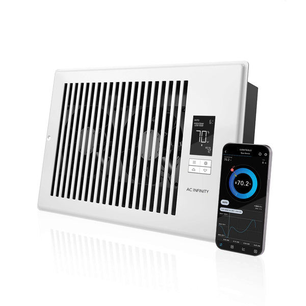 AC Infinity AIRTAP T6, Quiet Register Booster Fan System, White, for 6" x 10" Registers