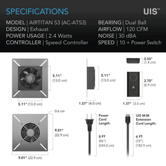 AC Infinity AIRTITAN S3, Crawlspace Fan with Speed Controller, 6-Inch