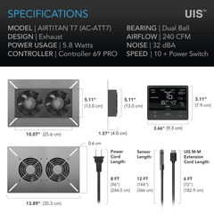 AC Infinity AIRTITAN T7, Crawlspace and Basement Ventilation Fan 12", WiFi-Integrated Controls, IP-55 Rated