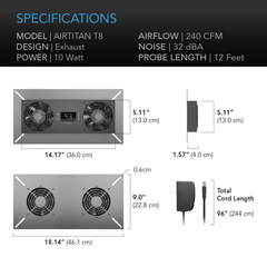 AC Infinity AIRTITAN T8, Crawlspace and Basement Ventilator Fan, Temperature and Humidity Controller, IP-44 Rated, Exhaust