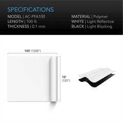 AC Infinity Black and White Panda Film, Waterproof Reflective Sheet, 10 x 100 ft.