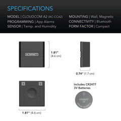 AC Infinity CLOUDCOM A2, Mini Smart Thermo-Hygrometer with Data App, Integrated Sensor Probe