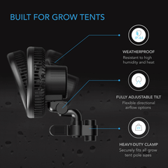 AC Infinity CLOUDRAY A9, Grow Tent Clip Fan 9" with 10 Speeds, EC-Motor, Manual Swivel