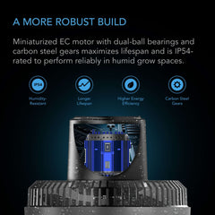 AC Infinity CLOUDRAY S4, Ultra-Compact Grow Tent Clip Fan 4" with Long-Life EC Motor, 10-Level Dynamic Fan Speeds, 10-Level Auto Oscillation, Specialized High-Velocity Circulation