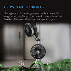 AC Infinity CLOUDRAY S9 2-Pack, Grow Tent Clip Fan 9" with Long-Life EC Motor, 10-Level Dynamic Wind Modes & Fan Speeds, 10-Level Auto Oscillation