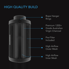 AC Infinity Duct Carbon Filter XL, Australian Charcoal, Extra Large, 4-Inch