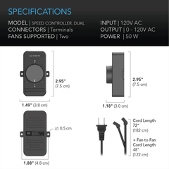 AC Infinity Fan Speed Controller for AC Axial Muffin Fans, Dual